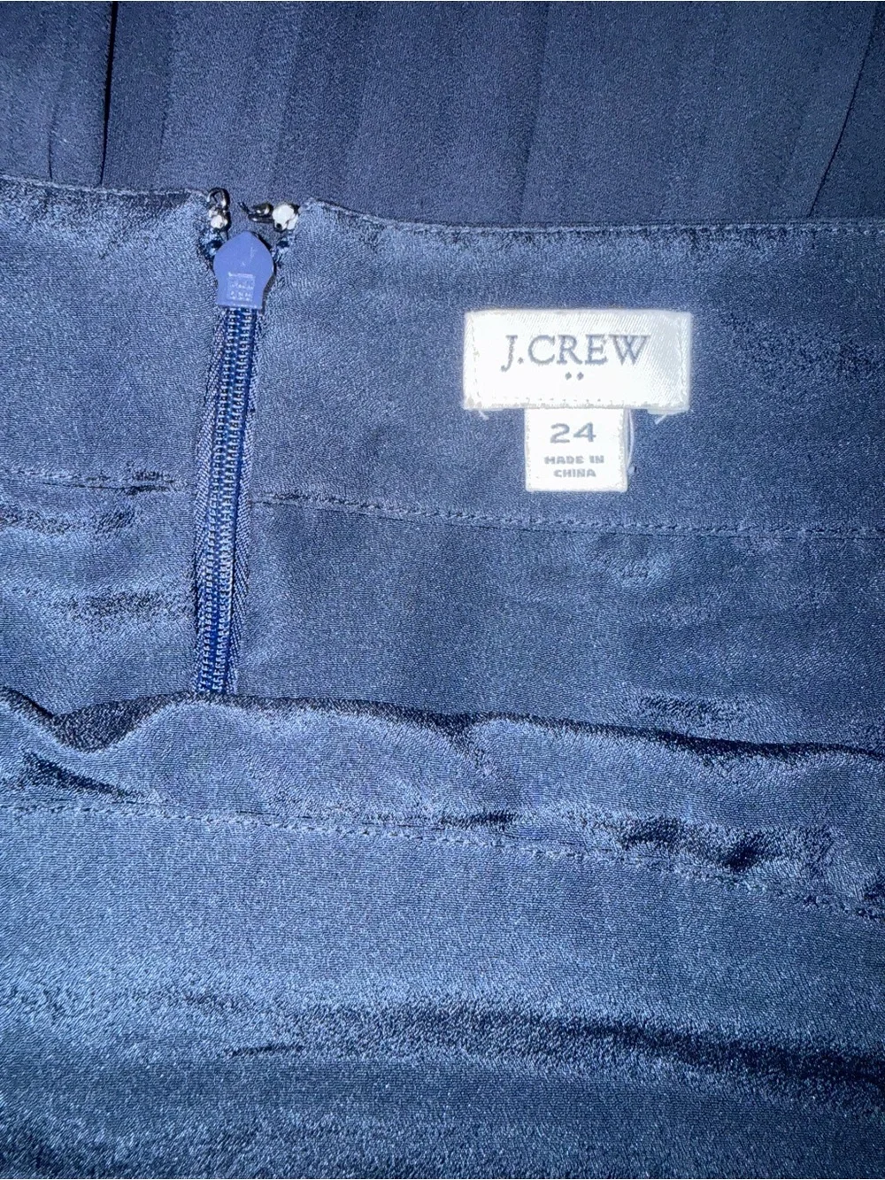 J.Crew Navy Pleated Midi Skirt Size 24 Plus Size Preppy Lined Classic